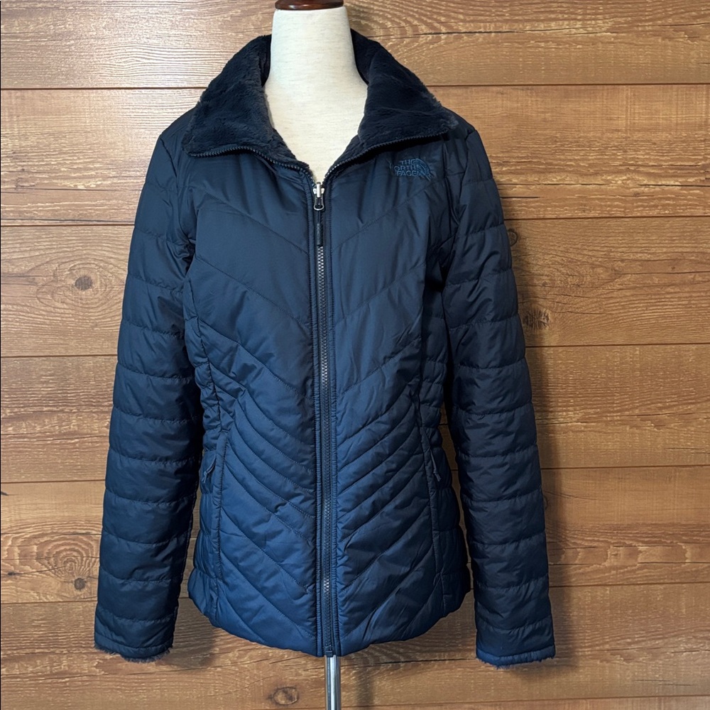 The North Face Blue Quilted Reversible sz M Jacket